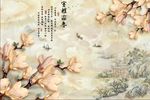 大理石纹室雅兰香水墨山水背景墙