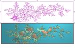 檀雕花鸟牡丹花围板仓板精雕图