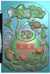 聚宝盆荷花莲花玉雕挂件精雕图