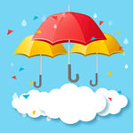 卡通雨伞雨季促销海报矢量素材