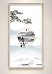 中式迎客松山水墨画装饰画
