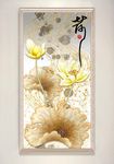 金色荷花背景装饰画