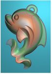 海豚玉雕挂件鱼牌子精雕图浮雕图
