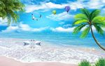 海景椰子树电视背景墙