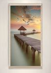 海景木桥海鸥风景画