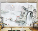 水墨山水画背景墙