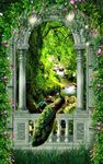 拱门梦幻田园孔雀花藤3D玄关