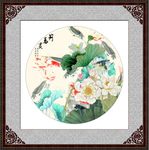 荷花九鱼图