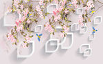 时尚花鸟3D电视背景墙