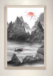 现代禅意山水飞鸟水墨装饰画