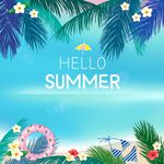 清新夏日棕树叶背景海报