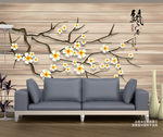 立体浮雕怀旧花鸟木纹