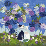 家纺床品手绘抽象油画猫图案