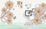 3D家和珠宝花卉背景墙