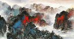新中式写意泼墨山水 壁画