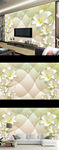 现代简约百合花卉电视背景墙