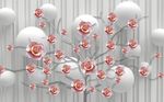 立体花枝浮雕花朵背景墙