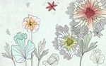 现代手绘花卉植物背景墙