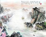 新中式国画山水锦绣山河山水画