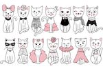 可爱猫咪女孩卡通矢量素材