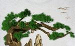 浮雕金山松树飞鸟背景墙