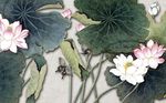 新中式立体感荷花背景墙