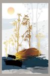 水墨金箔竹子时尚意境装饰画