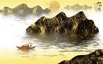 新中式金色黄金山水背景墙