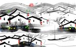中国风抽象山水背景墙