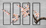 立体黑框梅花树枝背景墙