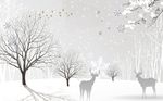 现代简约雾凇岛雪色美景背景墙
