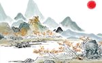 中国风山水背景墙