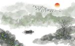 中式意境山水画背景墙