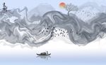 中式水墨山水画背景墙