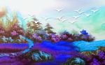 简约唯美油画风景背景墙