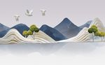 现代简约浮雕山水背景墙