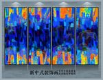 重彩金线山水抽象油画