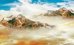 山水蓝天背景墙