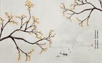 中式手绘工笔花鸟背景墙