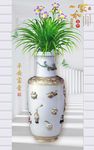 玉瓶玉兰花3D玄关背景墙