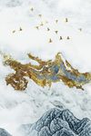 抽象金色飞鸟装饰画