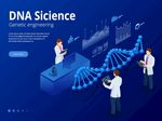 矢量科学研究DNA医学场景插画