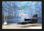 梦幻森林麋鹿背景画