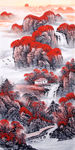 流水生财山水画