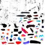 免扣png墨点水墨线条墨迹素材