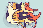 手绘多只可爱的猫咪插画设计