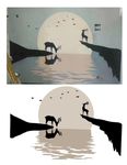鹿 海鸥 桥 日落