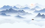 山水创意新中式水墨玄关屏风背景