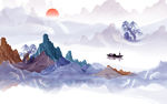 水墨山水背景墙