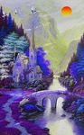 唯美浪漫别墅山水画白鹤装饰画